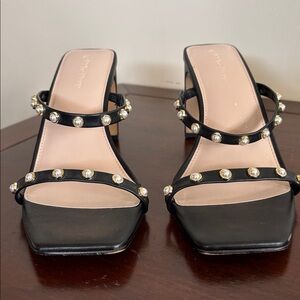 Black Studded Block Heel Sandals